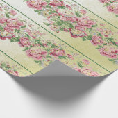 Grüne Rose mit Blumenguss Pink Pearly Pastel Vip Geschenkpapier (Ecke)