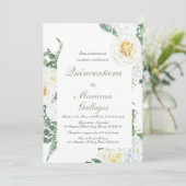 Grüne Rose Quinceanera Einladung (Stehend Vorderseite)