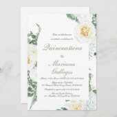 Grüne Rose Quinceanera Einladung (Vorne/Hinten)