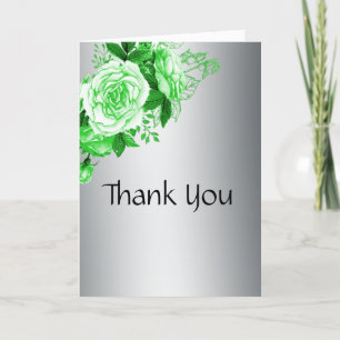 Grüne Rose Romance Elegante Silberhochzeit Dankeskarte
