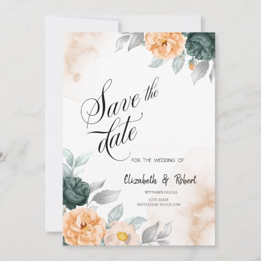 Grüne Rose Save the Date (Vorderseite)