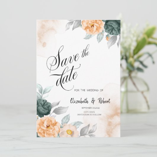 Grüne Rose Save the Date (Stehend Vorderseite)