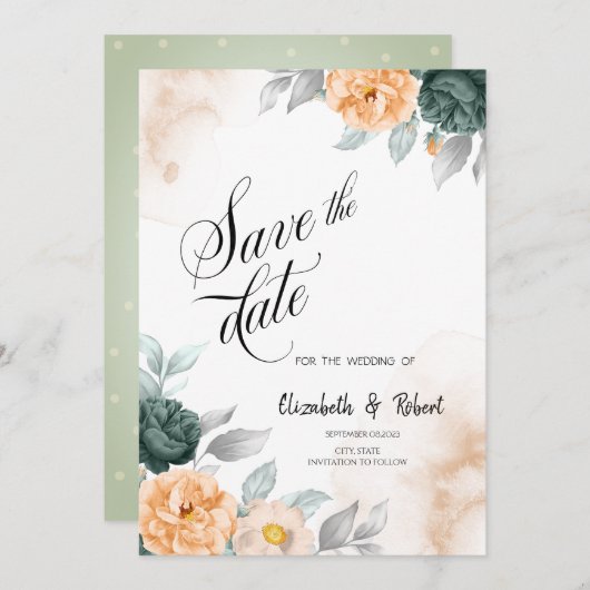 Grüne Rose Save the Date (Vorne/Hinten)