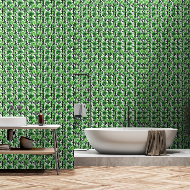 Grüne Rose Tapete (Badezimmer)