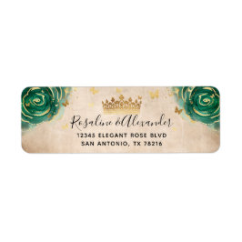 Grüne Rose und Rücksendeadresse der Goldkrone