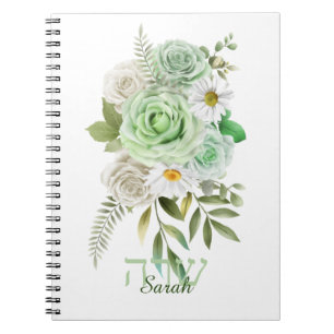 Grüne Rose und White Daisies Journal Notizblock