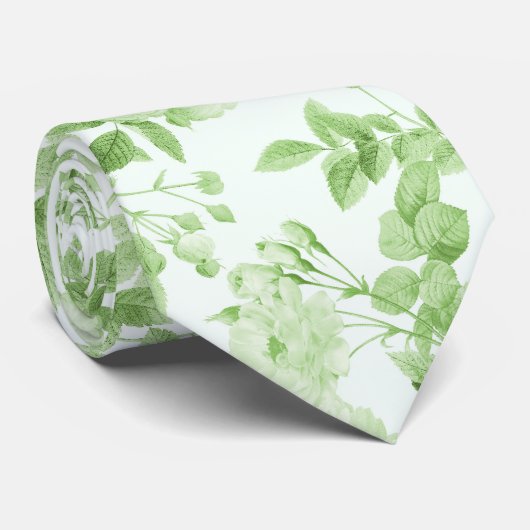 Grüne Rose Vintag Botanischer Garten Krawatte (Gerollt)