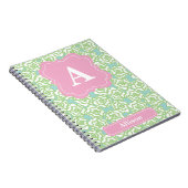 Grüne Rosen-rosa Monogramm Notizblock (Rechte Seite)