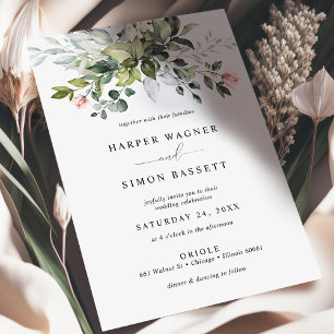 Grüne Rosen Sukkulenten Eukalyptus Hochzeit Einladung