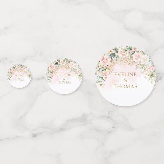 Grüne Rosenblüte Goldhochzeit Konfetti (Vorderseiten)