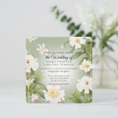 Grüne Rosenpferde Botanische Blumenhochzeit Einladung (Stehend Vorderseite)