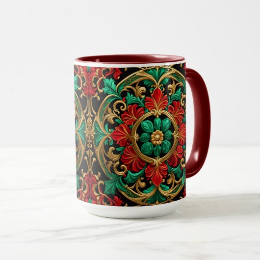 Grüne Rot dekorative Tasse (VorderseiteRechts)