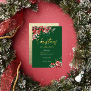 Grüne Rot- und Gold-Weihnachtsfeier-Gala Folieneinladung