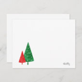 Grüne, rote Aquarellbaumkarte Mitteilungskarte (Vorne/Hinten)