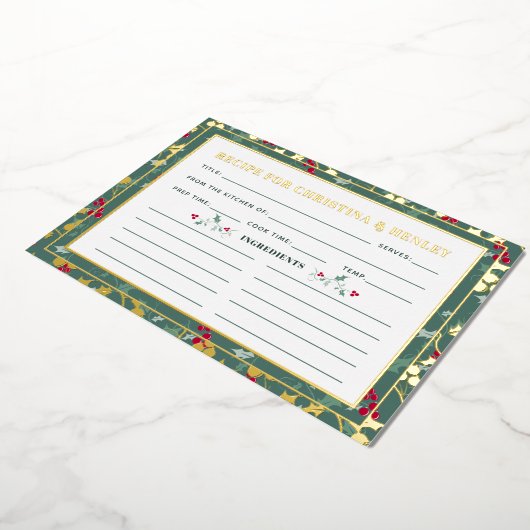 Grüne rote Beeren Saisonkarte Folieneinladung (Gedreht)