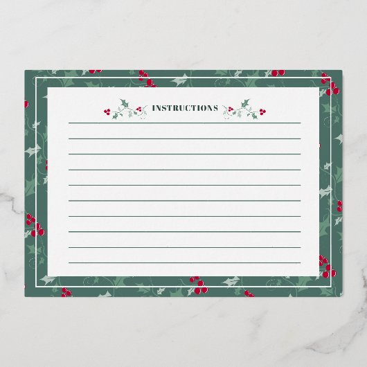 Grüne rote Beeren Saisonkarte Folieneinladung (Rückseite)
