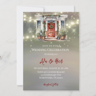 Grüne rote Berry Dekoration Tor Light Wedding Einladung