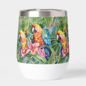 Grüne, rote, blaue Papageien und tropische Blume (Rückseite)