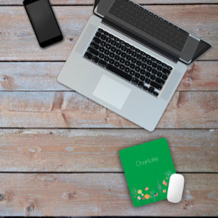 Grüne rote bunte Gänseblümchen Aquarell Mousepad