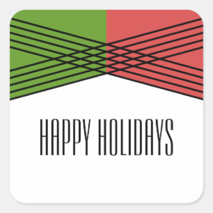 Grüne rote Deko-Aufkleber für Feiertage Quadratischer Aufkleber