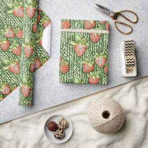 Grüne Rote Erdbeeren Obst Geburtstag Geschenkpapier