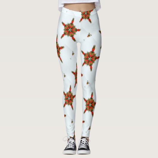 Grüne rote Feiertage Weiß Leggings (Vorderseite)
