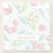 Grüne Rote Früchte Trauben Kirsche Wasserfarbe Glasuntersetzer (Rückseite)