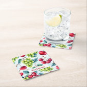 Grüne Rote Früchte Trauben Kirsche Wasserfarbe Rechteckiger Pappuntersetzer (Vor Ort)