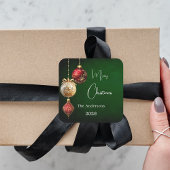 Grüne rote goldene Bauern Weihnachten Quadratischer Aufkleber