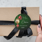 Grüne rote goldene Bauern Weihnachten Runder Aufkleber