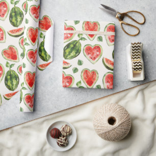 Grüne rote Herz Wassermelonen Geburtstag Geschenkpapier