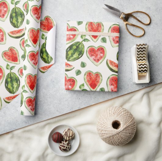 Grüne rote Herz Wassermelonen Geburtstag Geschenkpapier (Kunsthandwerk)