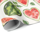 Grüne rote Herz Wassermelonen Geburtstag Geschenkpapier (Rolleneckpunkt)