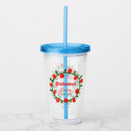 Grüne rote Kränze hinzufügen Namen Brautjungfrau G Acryltrinkbecher