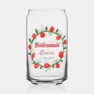 Grüne rote Kränze hinzufügen Namen Brautjungfrau G Dosenglas