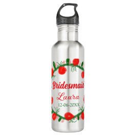 Grüne rote Kränze hinzufügen Namen Brautjungfrau G Edelstahlflasche
