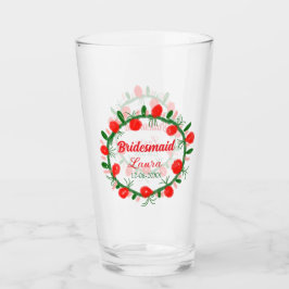 Grüne rote Kränze hinzufügen Namen Brautjungfrau G Glas