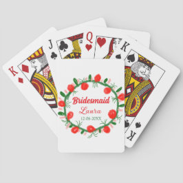 Grüne rote Kränze hinzufügen Namen Brautjungfrau G Spielkarten