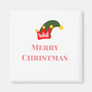 Grüne rote Mütze frohe Weihnachten Name Text hinzu Magnet
