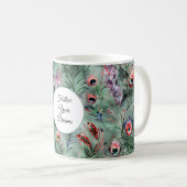 Grüne rote Pfauenfedern   Kaffeetasse (VorderseiteRechts)