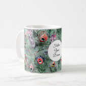 Grüne rote Pfauenfedern   Kaffeetasse (Vorderseite Links)