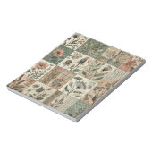 Grüne Röte Rosa Patchwork Blumenmuster-Steppdesign Notizblock (Rotiert)