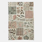 Grüne Röte Rosa Patchwork-Quilt Rustikale Blumenmu Geschirrtuch (Vertikal)
