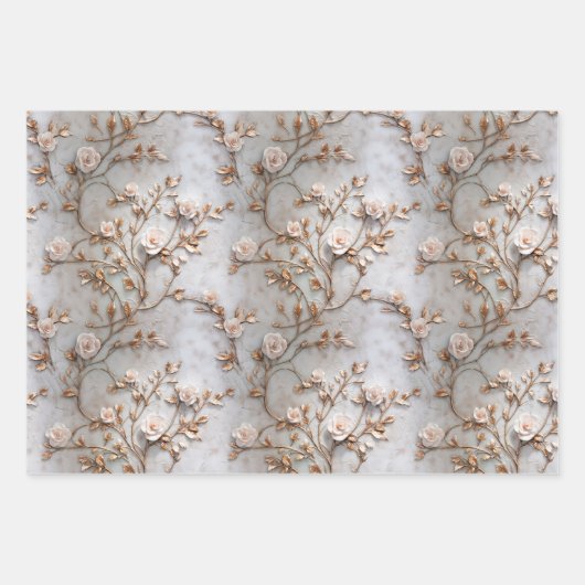 Grüne Rote Rosen Geschenkpapier Set (Vorderseite 3)