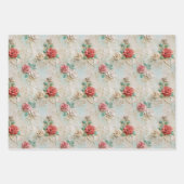 Grüne Rote Rosen Geschenkpapier Set (Vorderseite 2)