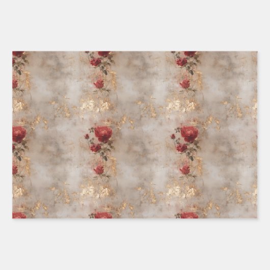 Grüne Rote Rosen Geschenkpapier Set (Vorderseite 3)