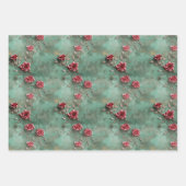 Grüne Rote Rosen Geschenkpapier Set (Vorderseite 2)