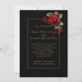 Grüne Rote Rosen Glitzern Hochzeit | Einladung (Vorderseite)