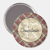 Grüne rote Streifen goldenes Monogramm      Magnet (Vorderseite/Rückseite)