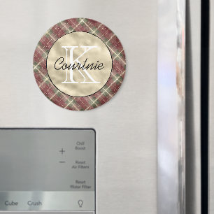 Grüne rote Streifen goldenes Monogramm Magnet